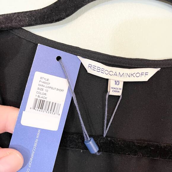 Rebecca Minkoff Romper 10 Black Mara Jumpsuit Short Silk Sleeveless V-Neck NWT - Picture 6 of 11